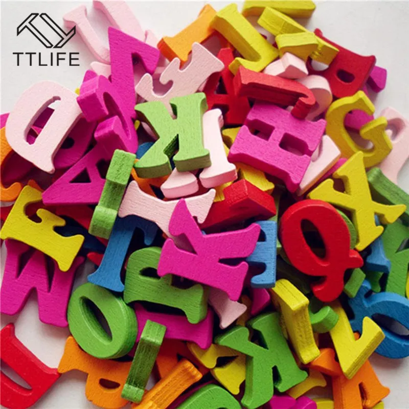 

100 pcs Diy Crafts Children Puzzles Toys Educational Wooden Alphabet Toy Scrabble Letters Colorful Decorative Letters Numbers