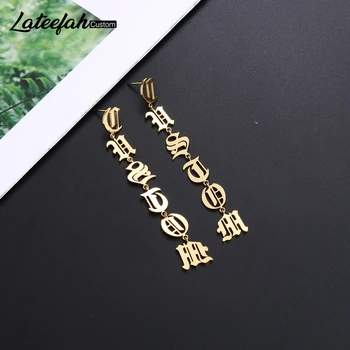 

Lateefah Custom Old English Letter Earrings Name Earring Personality Letters Dangle Earrings Women Gold Custom Jewelry ETSY