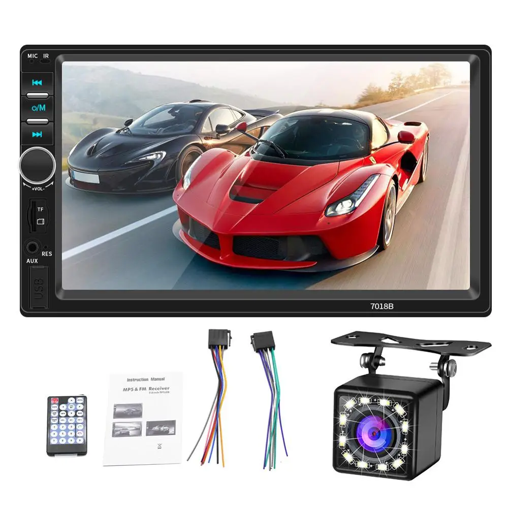 

2 Din Car Radio 7 inch Touch Screen MP5 Multimidio Player 7018B Stereo FM Bluetooth Support Mirror Link & Reverse Camera U Disk