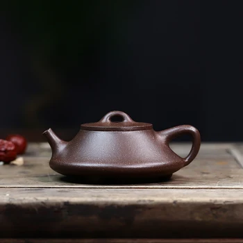 

Yixing recommended pure purple clay by hand sketch teapot after smelting stone gourd ladle kung fu tea set