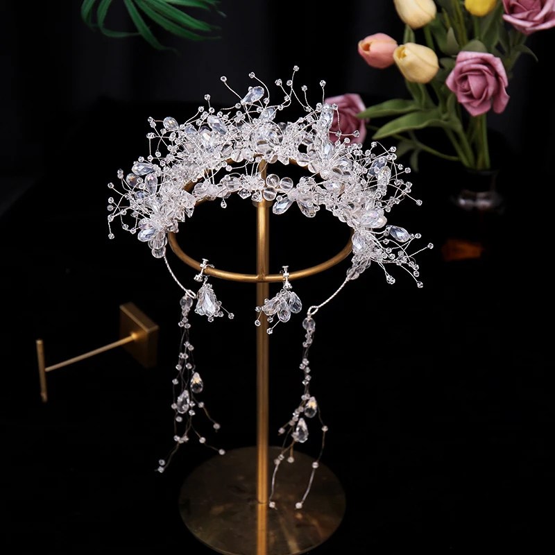 Bridal Vintage Silver Full Crystal Big Hair band Bridal Shinny Rhinestones Hairhoop Headpiece Bridal Hair Piece Wedding Headband