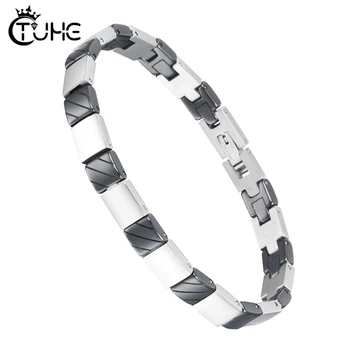

Pink Black White Women Bracelet Jewlery 7mm Width Never Fade Ceramic and Steel Bracelet Jewelry Christmas Gift