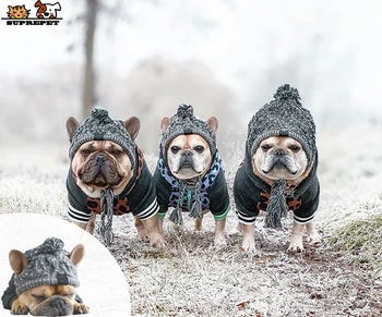 

SUPERPET Winter Warm Dog Hats Windproof Fluffy Ball Hats for Dogs Knitting Breathable Dog Chihuahua Hat Hot Puppy Accessories