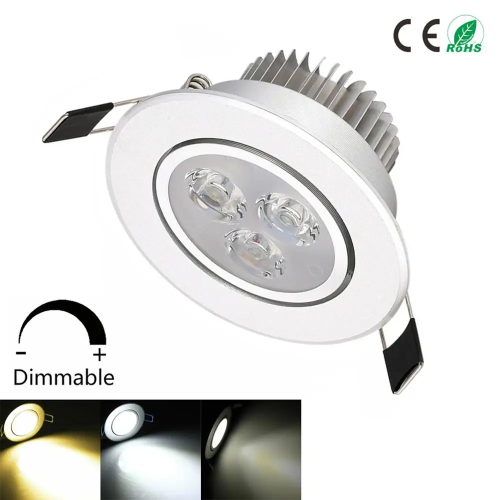 6W Dimmable LED Recessed Ceiling Down Light Cool Warm Natural White Lamp AC 220V 110V +Driver Downlight Spotlight for Home Hotel | Лампы и