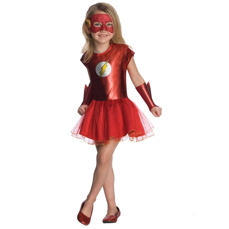 Костюм для девочек из фильма «флэш»; детское нарядное платье супергероя; Детский костюм из комиксов «Лига Справедливости»; Карнавальная фантазия на Хэллоуин