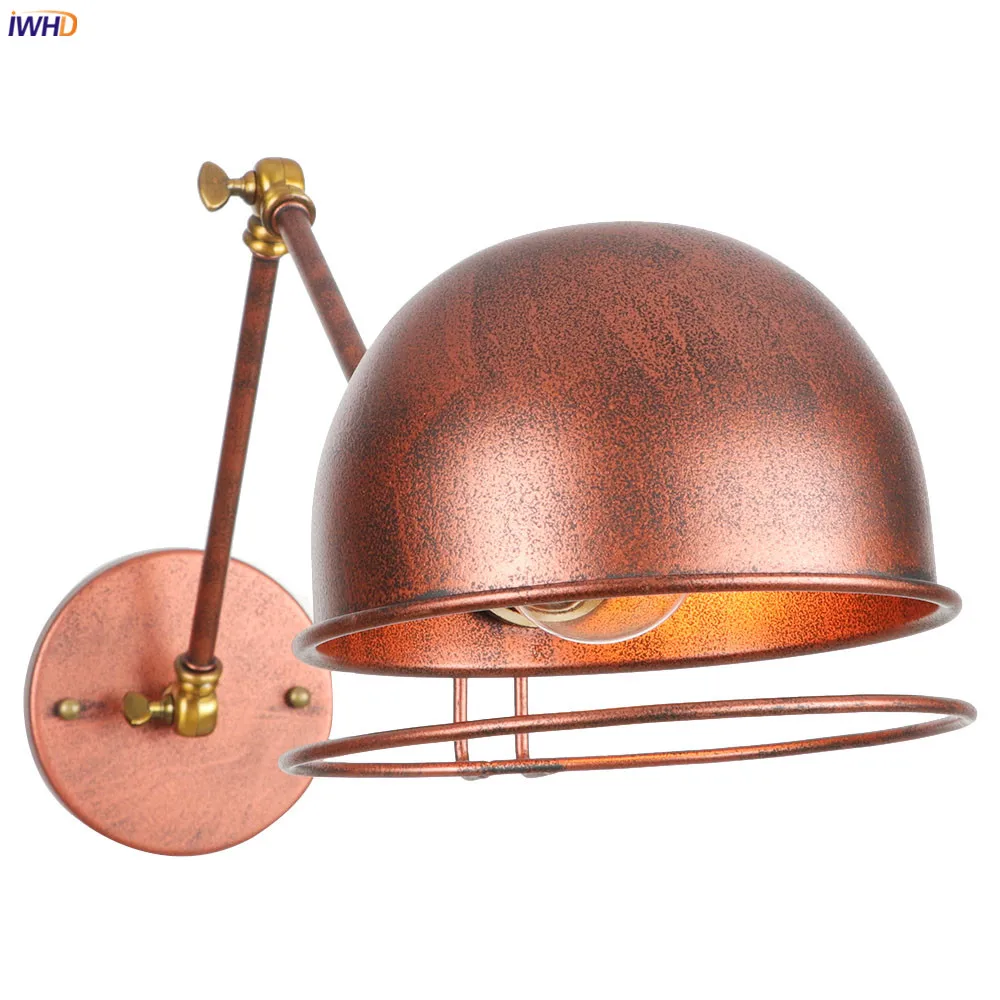 

IWHD Antique Rustic Vintage Wall Lamp Bedroom Stair Mirror Beside Loft Industrial Decor Retro LED Wall Light Fixtures Wandlamp