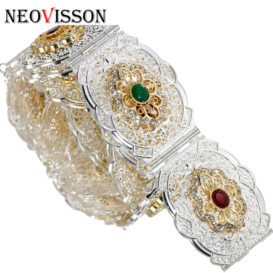 NEOVISSON Customize Metal Wasit Belt Algeria Women Ethnic Wedding Body Jewelry Hollow Out Silver Color Flower Gilding Chain New | Украшения