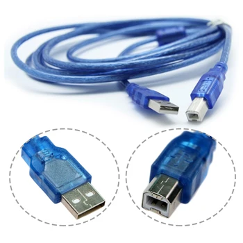 

1x Printer Cable Cord Clear Blue USB 2.0 A Male To B Male Connector Data Wire 3m