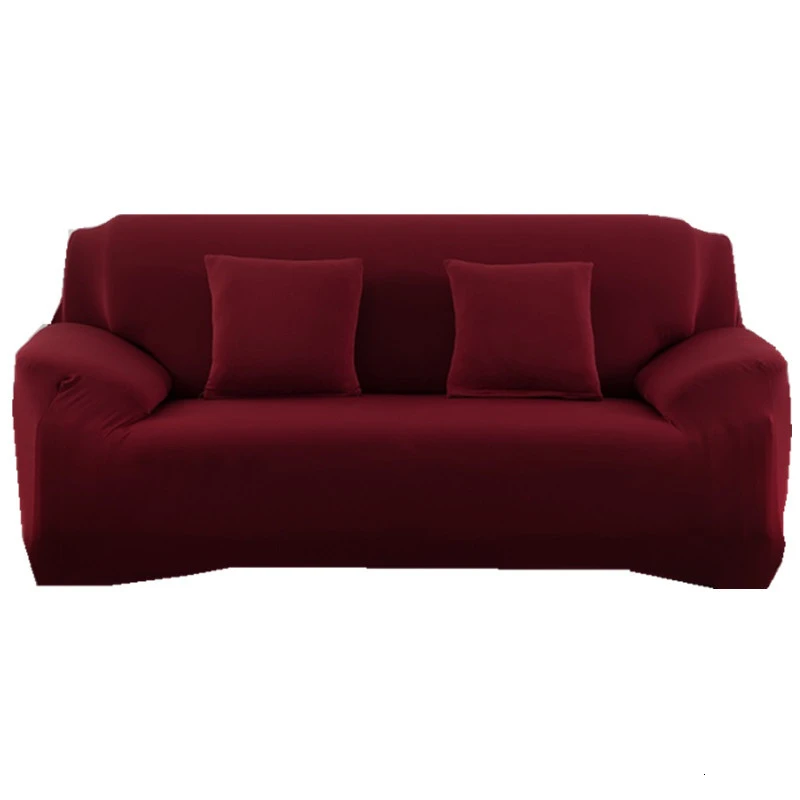 Высокие эластичные супер мягкий чехол одноцветное Цвет стрейч Гостиная чехлы для диванов секционные l-образный диван 1/2/3/4 сиденья - Цвет: Burgundy