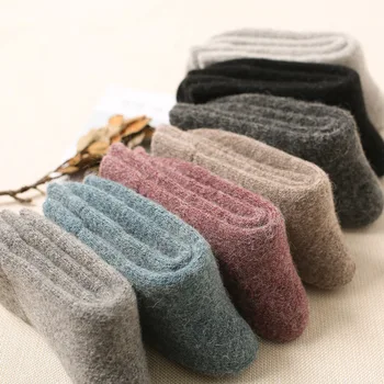 

2019 Super Thicker Solid Socks For Women Men Winter Warm Wool Rabbit Women Socks Against Cold Snow Russia Breathable Crew Socks