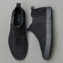 Новинка года; сезон осень; мужские ботинки «Челси» в британском стиле; фланелевая замшевая обувь без застежки; дышащие износостойкие резиновые лоферы