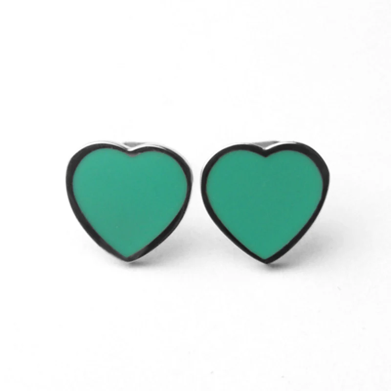 Популярные стильные серебряные серьги-гвоздики в форме сердца, 3 цвета, эмаль, экологически чистый материал, высокое качество, брендовые серьги для женщин