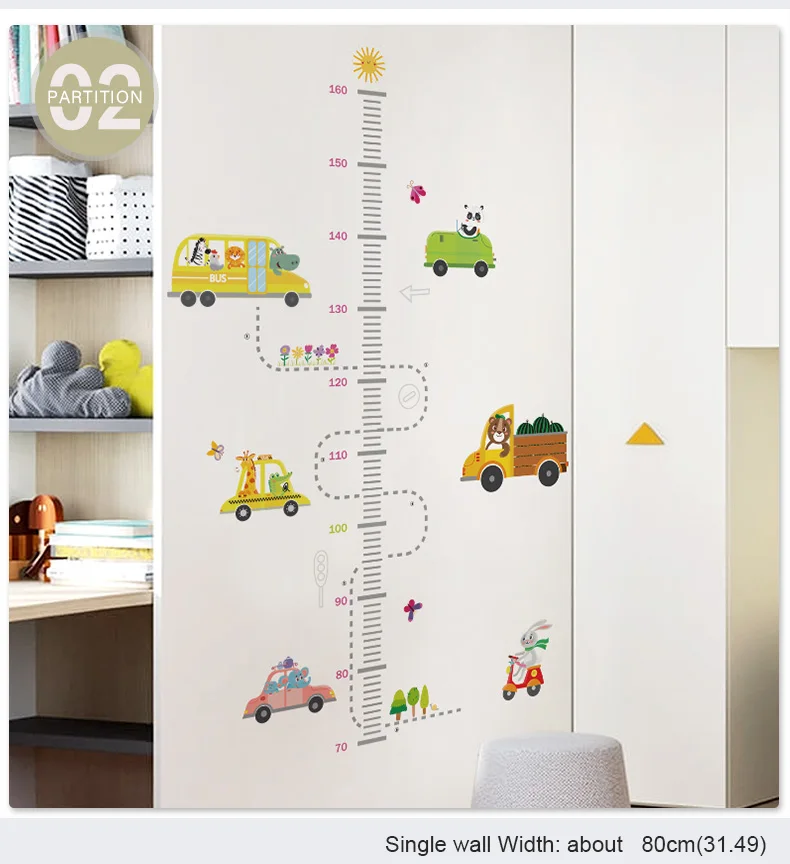 DICOR мультяшная Наклейка на стену с измерением роста для детской комнаты, диаграмма роста, декор детской комнаты, наклейка на стену s, наклейка на стену