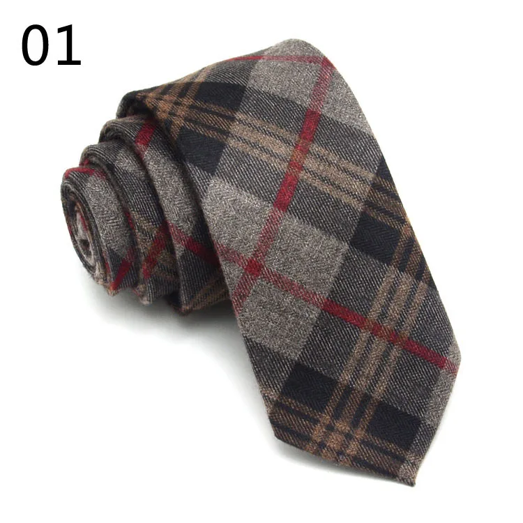 Оригинальный высококачественный хлопок 2,4 Тощий клетчатый однотонный кашемировый галстук шерсть мужской галстук для молодежной рабочей