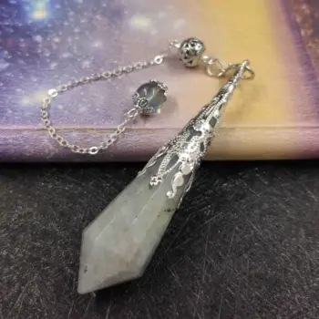 

High quality Natural labradorite pendulum for dowsing natural stone pendant healing crystals pendule chakra Crystal Pendulum