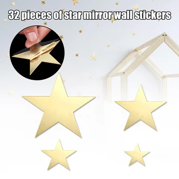 

32pcs Removable Star Mirror Stickers Wall Stickers Decal for Home Living Room Bedroom Decor HKS99