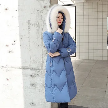 

Large Size Women Parkas Mid Long Slim Thick Warm Cotton Jacket 2019 Fashion New Large Fur Collar Hooded Cotton Overcoat TTT201