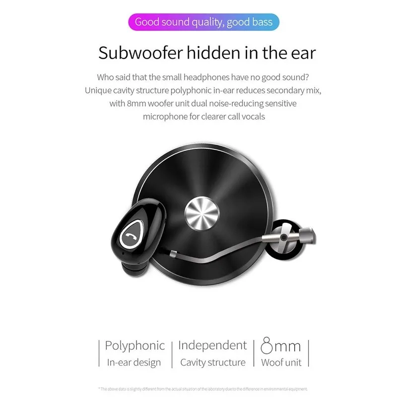 2pcs Bluetooth Headset 5 0 Mini Headset Portable Sports Stereo Single Ear Micro Earbuds with Charging Case for IOS and Android