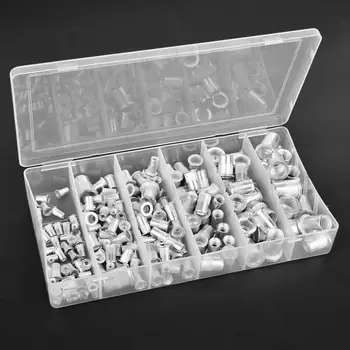 

190PCS M3 M4 M5 M6 M8 M10 Rivet Nut Kit Aluminum Flat Head Threaded Fastener Nuts