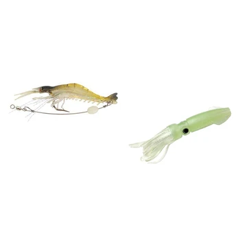 

12x Shrimp Fishing Worm Soft Lure Shrimp Worm Lure 6G 9cm & 5Pcs 10.5cm Octopus Lures Squid Skirt Bait