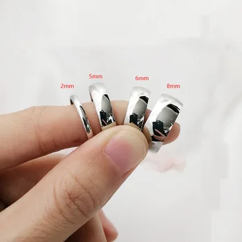2/5/6/8mm Small Mini Silver Color Stainless Steel Simple Women Rings Fashion Jewelry US size 3 4 5 6 7 8 9 10 11 12 1