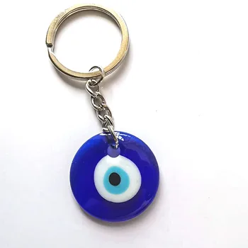 

New Fashion Keychain Turkish Blue Evil Eye Glass Charm Pendant Keyring Nazar Gift 10Pcs/lot