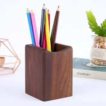 

Natural Wooden Pen Pencil Holder Multiple-use Desk Organizer Storage Box Desktop Office Supplies