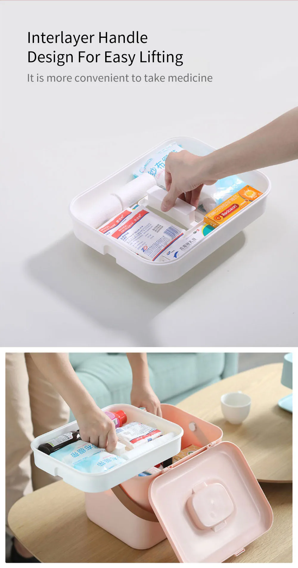 Home Medicine Storage Box First Aid Box Layered Large Capacity Portable Bag Multi-Divided Compartment Well Sealed Pill Cases