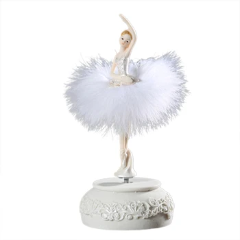 

Ballerina Music Box Dancing Girl Swan Lake Carousel with Feather for Birthday Gift @LS