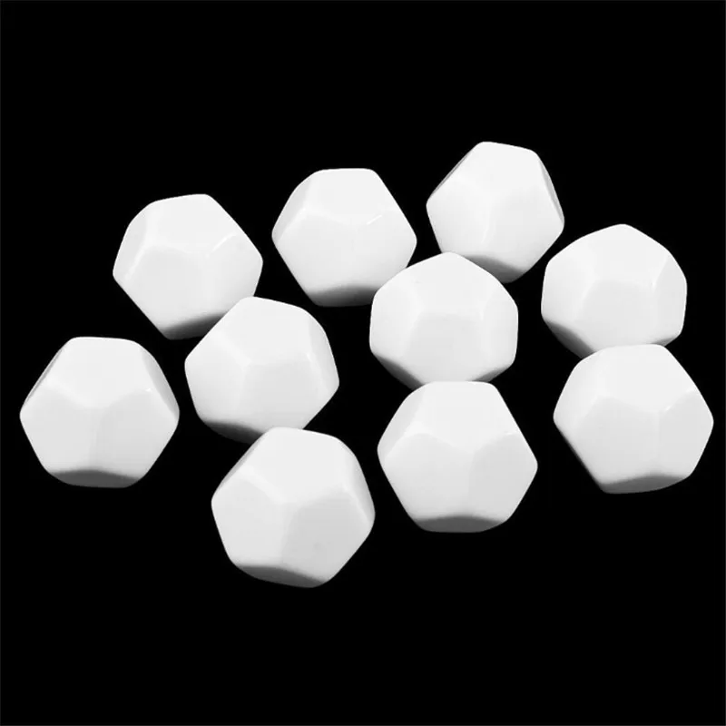 5/10/20Pcs D12 22mm Blank White Color Dice 12-Sided Can Be Written by Marker Pen for Board Games Accessories