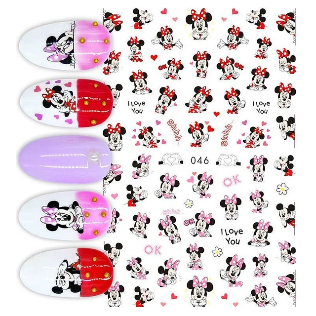 1PCS Disney Cartoon Anime Stitch Nail Sticker Mickey Mouse Donald Duck Nail Slider Dumbo Lion King Art Nail Decoration 046