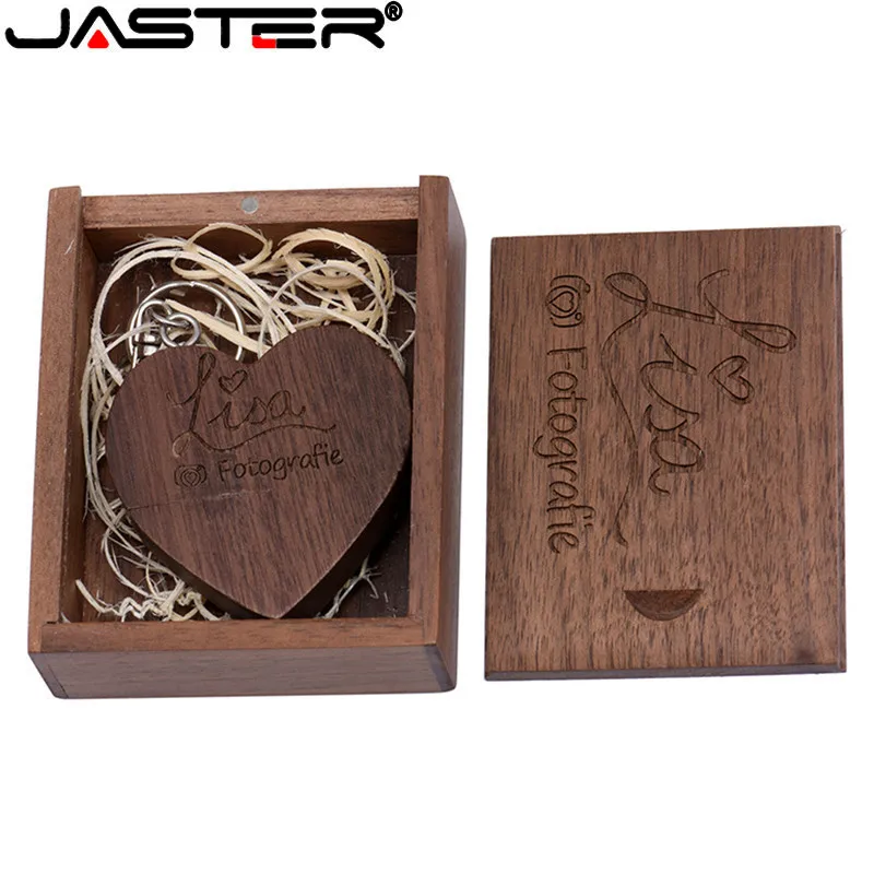 JASTER Деревянный сердце + B Пользовательский логотип 64 ГБ Usb флэш накопитель карта