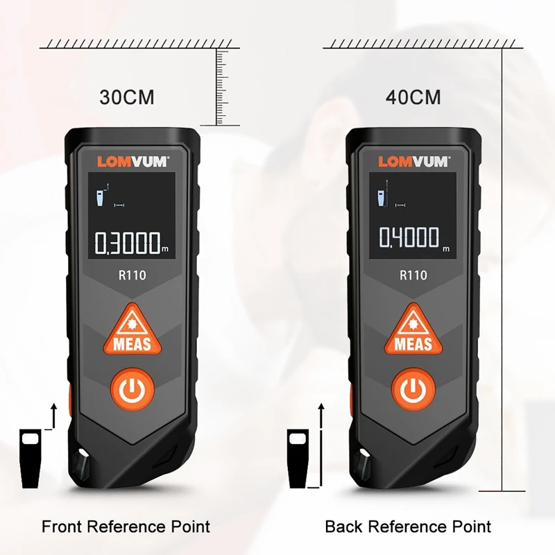 LOMVUM Handheld Mini Laser Rangefinder Distance Meter Laser Level Digital Curved Laser Distance Finder Measure 20M 40M 60M