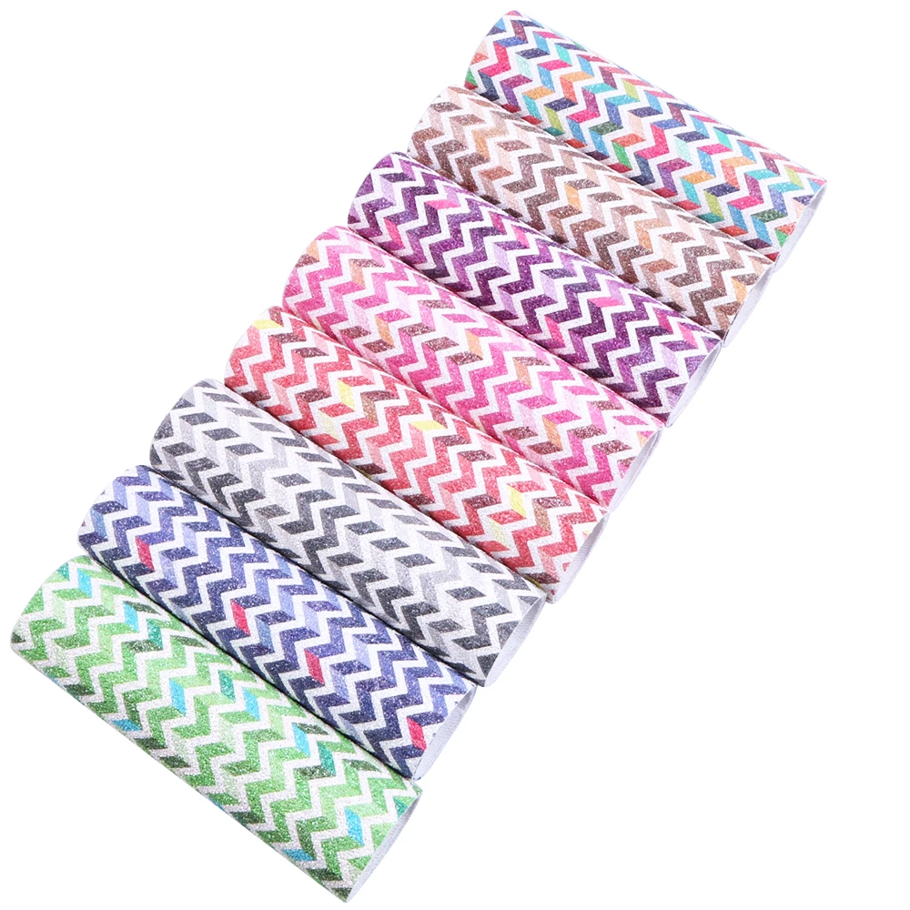 20*34cm Colorful Wave Patterns Glitter Synthetic Leather Fabric,DIY Handmade Materials For Making Crafts,1Yc4029