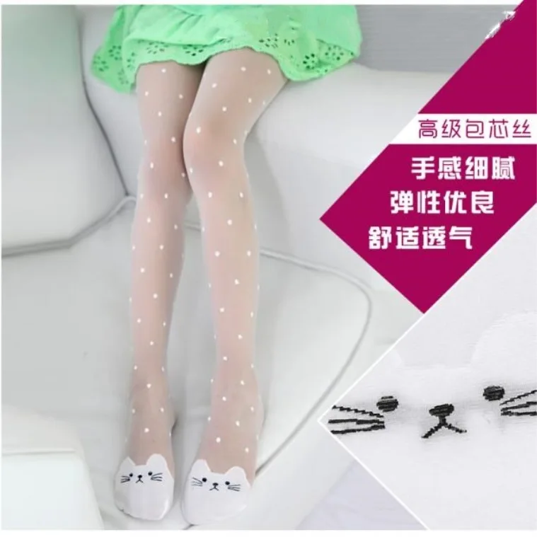 

Spring And Summer Thin Panty-hose for Kids Cored Wire Girls Cartoon Silk Stockings Baby Feet Cat Base Socks