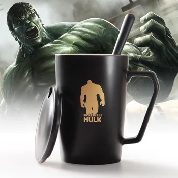 

New Batman Captain Superman Iron Man Spider Caneca Cups Avengers Ceramic Coffee With Cover Spoon Superhero Mug Copo Xicara Tazas
