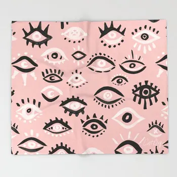 

Mystic Eyes Blush & Black Palette Throw Blanket High Quality Flannel Blankets Soft Warm Microfiber Blanket Travel Customizable