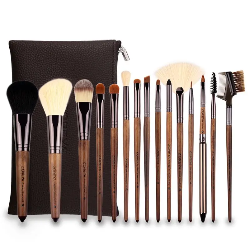 Makeup Brushes Set 15Pcs Natural Synthetic Hair Professional Beauty Tools Kit Powder Foundation Eyeshadow Eyebrow