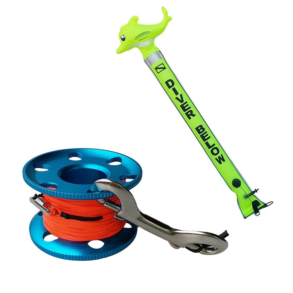 

Diving Snorkeling Safety Surface Marker Buoy (SMB) with Finger Reel Line Guide for Cave/Wreck Dive