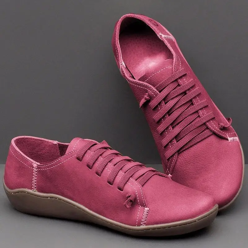 Oeak/женские ботинки; повседневные кожаные ботильоны с острым носком в римском стиле; женские ковбойские ботинки; сезон весна-осень; ботинки на плоской подошве со шнуровкой; Botas Mujer - Цвет: red