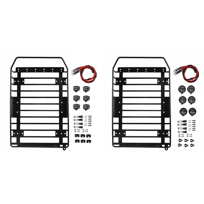 1/10 RC Car Metal Roof Rack Luggage Carrier with 6 LED Lights for Traxxas Trx4 RC4WD Upgrades Parts | Игрушки и хобби