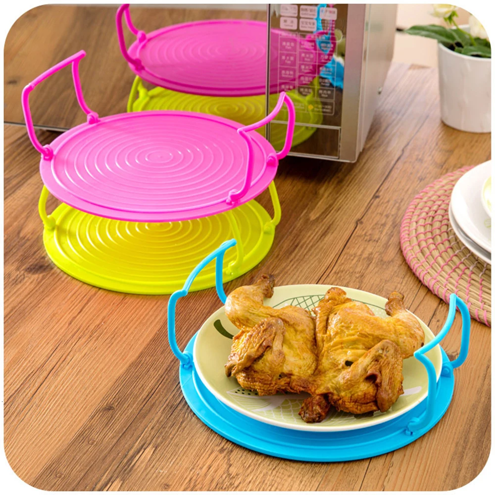 

Creative Kitchen Organizer Foldable Microwave Oven Steamer Rack Space Saver Stackable Fridge Food Storage Rack Heat Resistant