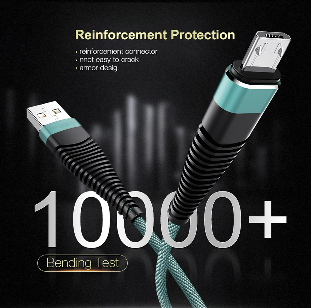 Кабель для освещения, USB кабель для зарядки, 1 м, быстрая зарядка для iPhone X 8, Micro usb type C, зарядное устройство для samsung S9 huawei P20, провод