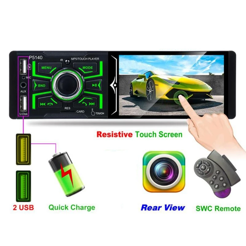

4.1 Inch Press Screen 1080P Bluetooth Car Stereo Player Car Radio Rds Am/Fm Radio Mp3 Wma Mp4 Mp5 Receiver