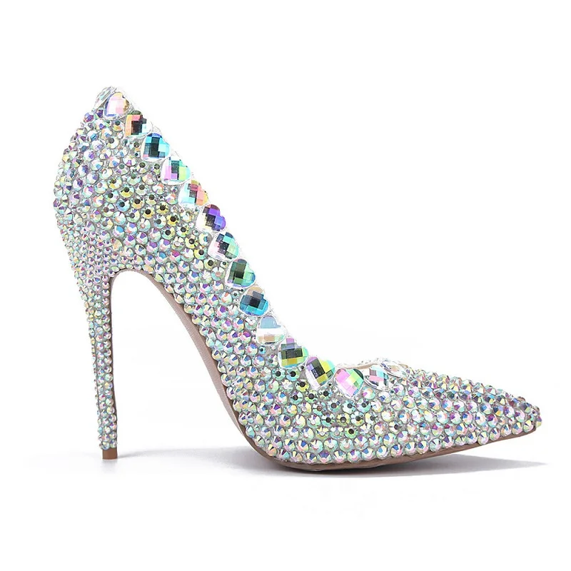 

Spring rhinestone sequins stiletto pointed bridal wedding shoes fashion banquet dress large size custom-made women's single shoe
