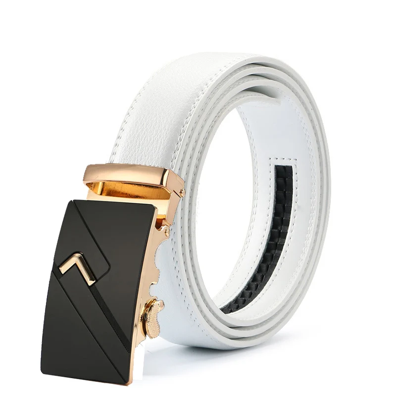Новые мужские джинсы с металлической пряжкой, брендовые Дизайнерские мужские ремни из натуральной кожи, мужские роскошные белые кожаные ремни для мужчин - Цвет: C221