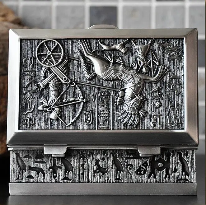 Egyptian Style Sall Size Alloy Metal Jewelry Storage Box Earring Storage Container Tin Box For Girl's Gift Z037 - Image 4
