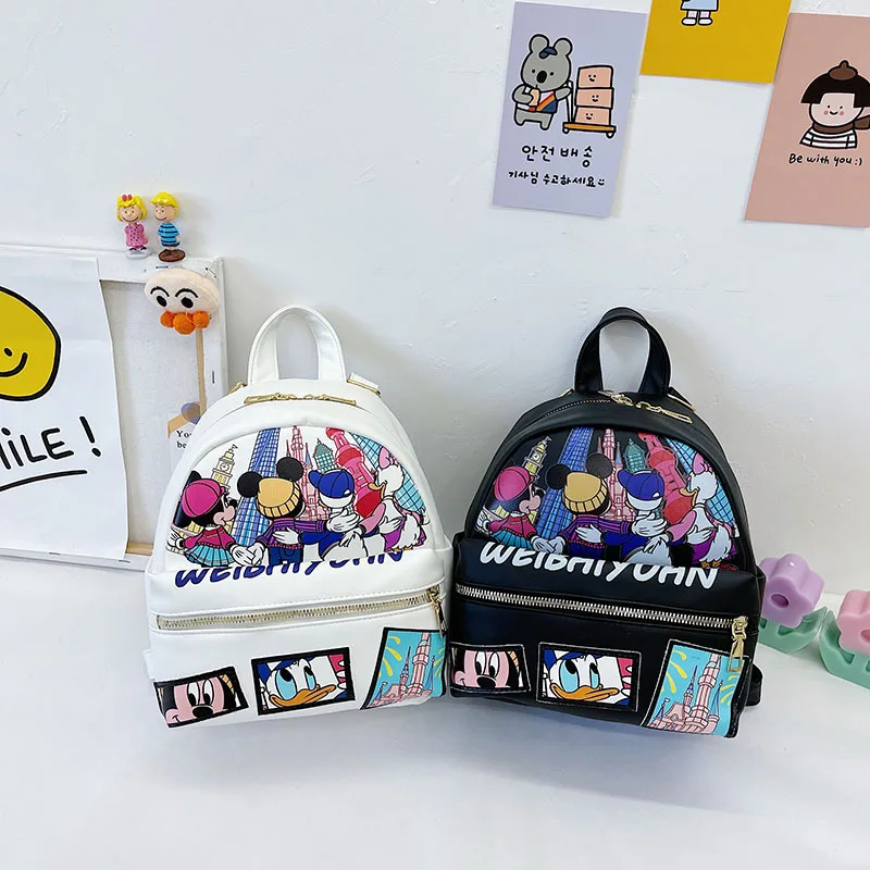 

Disney Mickey Minnie print children's cartoon backpack new PU waterproof student backpack fashion baby kindergarten school bag