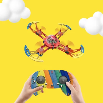 

Aerial HD MINI Drone DIY Wooden Assembly for Teaching Foldable Quadrotor Manual Assembly of RC Helicopter Children's Toy Gift