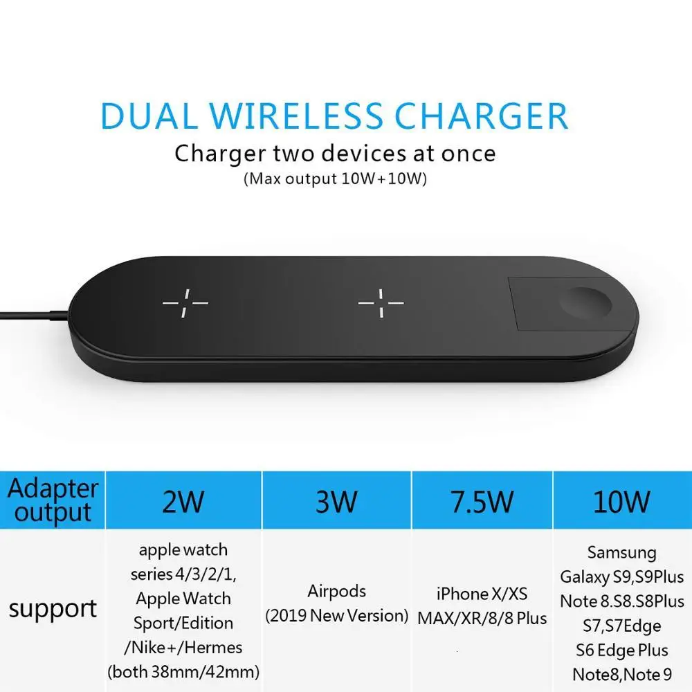 3 in 1 Wireless Charger Dock For Apple Watch 1 2 3 4 5 AirPods 2 Fast Qi Wireless Charging Pad For iPhone 11 Pro XS Max XR X 8